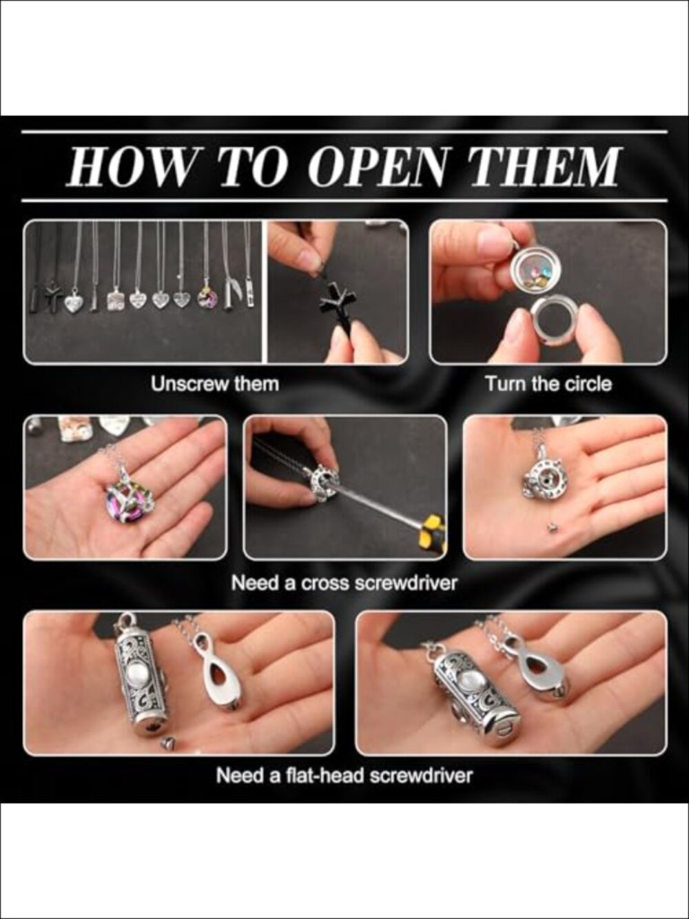 15 Pcs Stainless Steel Urn Necklace for Ashes Women Cremation Jewelry - Picture 4 of 6